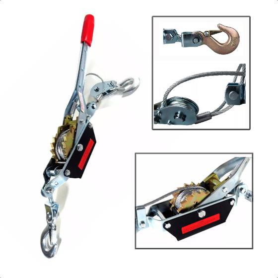 Imagem de Guincho Manual Mini Tirfor Com Catraca Max 2T Cargas Carros