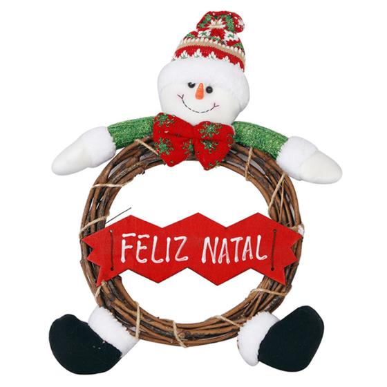 Imagem de Guirlanda De Natal Noel Ou Boneco Neve Placa Feliz Natal