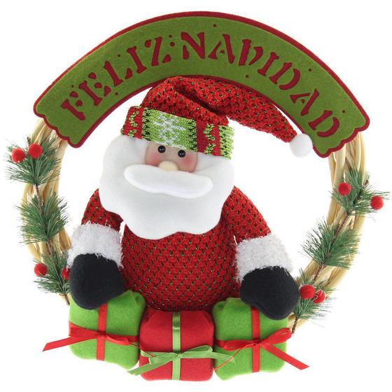 Imagem de Guirlanda Natalina Feliz Natal Em Madeira Papai Noel