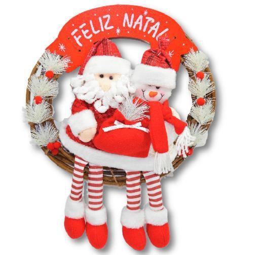 Imagem de Guirlanda Sisal Bonecos Casal De Natal 35Cm Xts7288