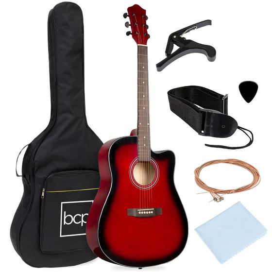 Imagem de Guitarra acústica Best Choice Products Beginner 41 polegadas vermelha