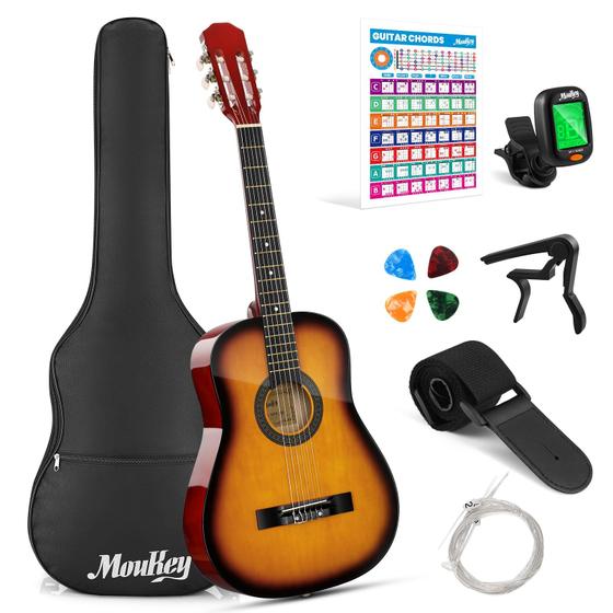 Imagem de Guitarra acústica Moukey 38 para iniciantes, crianças, jovens e adultos