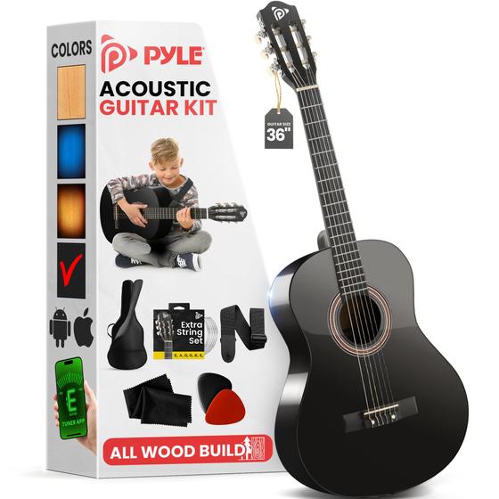 Imagem de Guitarra acústica Pyle Beginner 3/4 Junior Size 36" preta