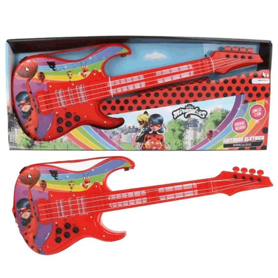 Imagem de Guitarra Elétrica Infantil Miraculous Ladybug com Luz e Som