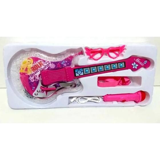 Imagem de Guitarra Girls Rock Brinquedo Infantil Rosa Musical