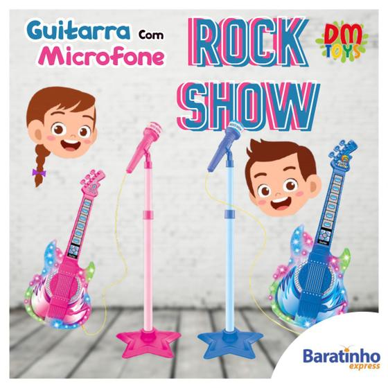 Imagem de Guitarra Infantil C/ Microfone Luz e Som Conecta Ao Celular