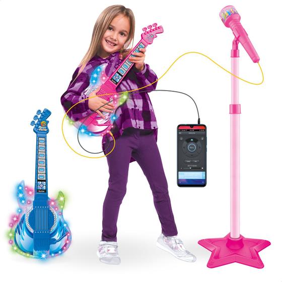 Guitarra Infantil com Microfone Brinquedo Musical Instrumento com Som e Luz Menor preço em Guitarra Infantil com Microfone Brinquedo Musical Instrumento com Som e Luz