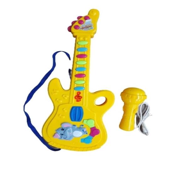 Imagem de Guitarra infantil eletrica microfone karaoke som e luz