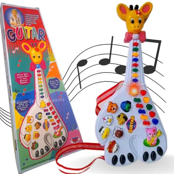 Imagem de Guitarra Infantil Musical Luz Som Animais Piano Fendinha