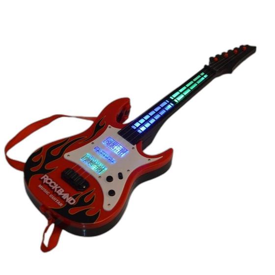 Imagem de Guitarra Infantil Rock Band Vermelha Musical Com Luz E Som