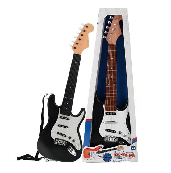 Imagem de Guitarra Infantil Rock N Roll Dó Ré Mi Fun Multikids Preto