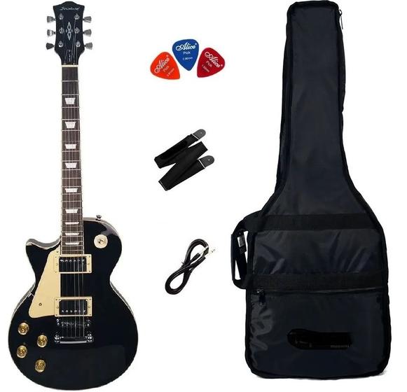 Imagem de Guitarra Les Paul Strinberg LPS230 Preta LH Canhoto + Capa Luxo + Correia + P10 + Palhetas