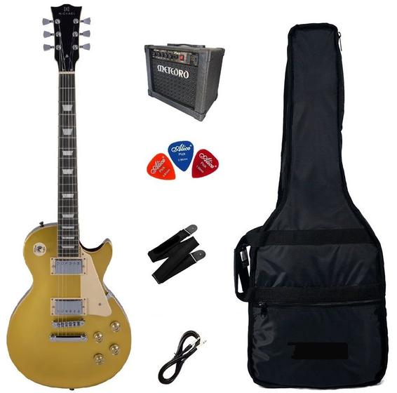 Imagem de Guitarra Michael GM730N Gold + Capa Luxo + Correia + P10 + Cubo + Palhetas