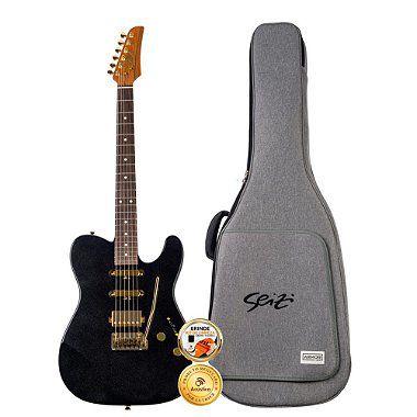 Imagem de Guitarra Seizi Sakura Pearl Black Gold Telecaster HSS Bag