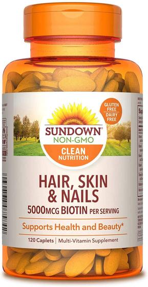 Hair skin e nail 5000mcg biotina Sundown non gmo Menor preço em Hair skin e nail 5000mcg biotina Sundown non gmo
