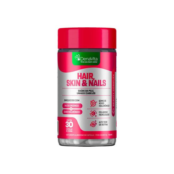 Imagem de Hair Skin & Nails - Biotina + Ácido Hialurônico + Colágeno Hidrolisado - Vegana - Denavita