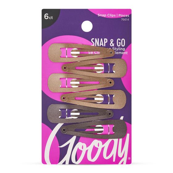 Imagem de Hair Snap Clips Goody Metal Contour, 6 unidades, cores morenas