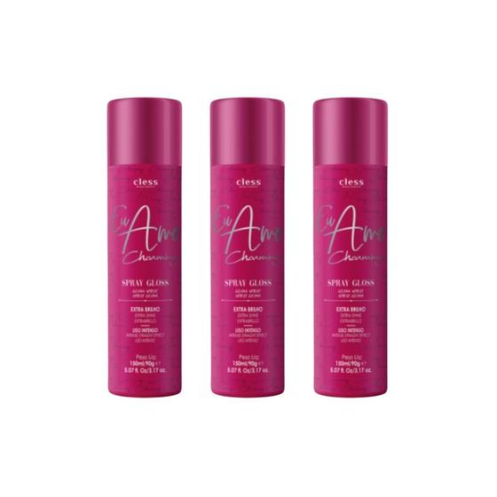 Imagem de Hair Spray Charming Brilho Gloss 150ml - Kit C/ 3un