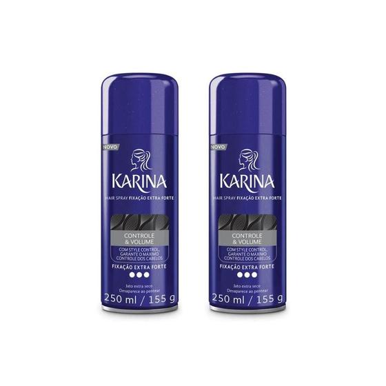 Imagem de Hair Spray Fixador Karina Extra Forte 250Ml - Kit Com 2Un