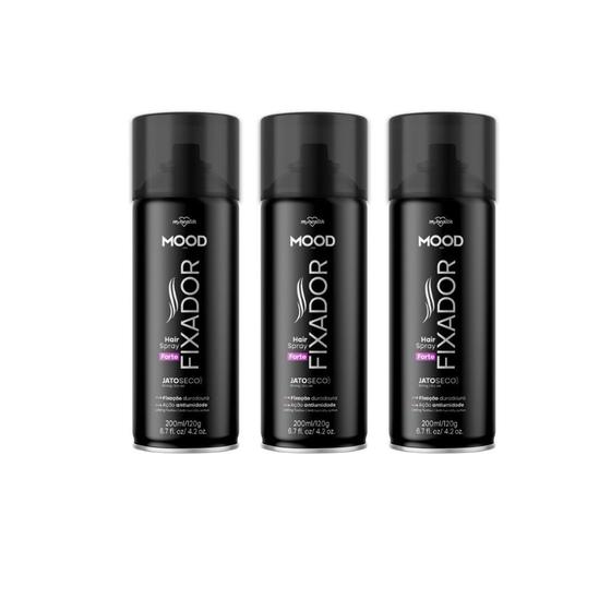 Imagem de Hair Spray Fixador Mood Forte 200ml - Kit C/ 3un