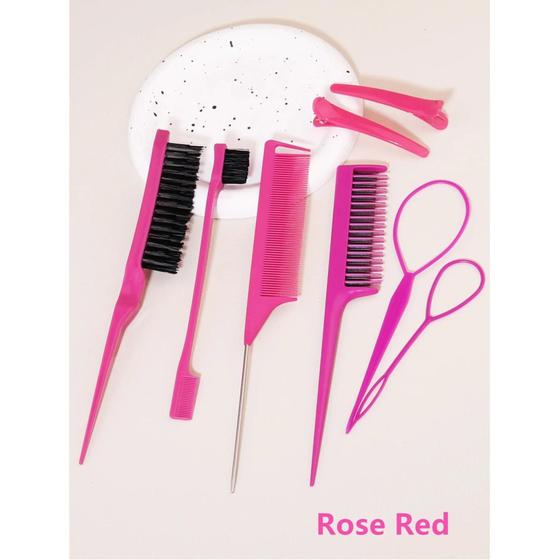 Imagem de Hair Styling Comb Set, Acessórios de salão, Triplo, Mouse Tail Comb, Edge Brush, Weaving Tool, 8 pcs