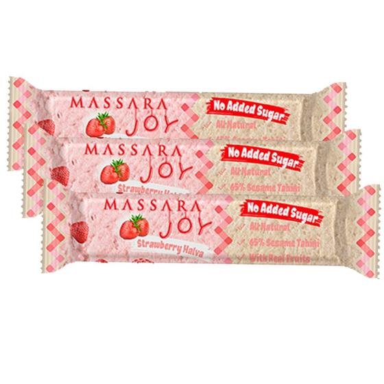 Imagem de Halawi Sabor Morango Sem Açúcar - Kit com 3 Barrinhas de 40g