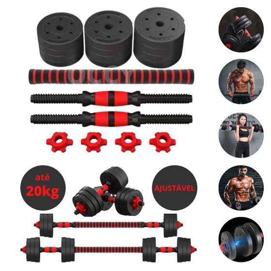 Imagem de Halter 20kg Dumbell Ajustável Academia Regulável Musculação