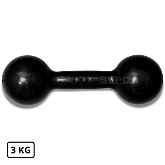 Imagem de Halter Redondo Bola Emborrachado 3 Kg Preto