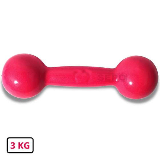 Imagem de Halter Redondo Bola Emborrachado 3 Kg Rosa