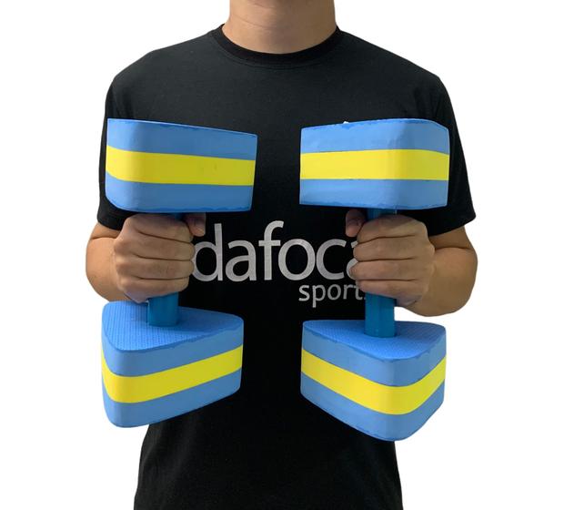 Imagem de Halteres Hidroginástica Fisioterapia Grande DF1093-A 3 a 4kg Azul/Amarelo