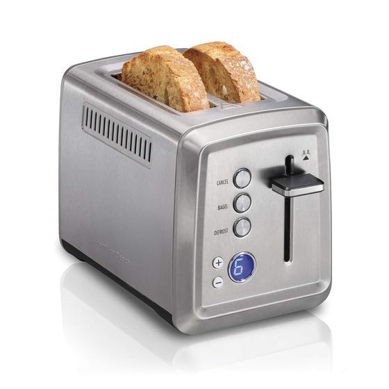 Imagem de Hamilton Beach 22796 Torradeira com Bagel &amp Defrost Configurações, Toast Boost, Slide-Out Migalhas Extra Wide Slot, 2 Fatia, Aço Inoxidável