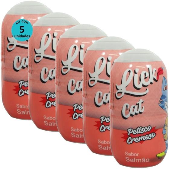 Imagem de Hana Lick Cat Sabor Salmão 40G Petisco Cremoso Gatos Kit 5