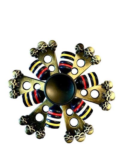 Imagem de Hand Spinner Metal Giro Interno E Externo Caveira Blue