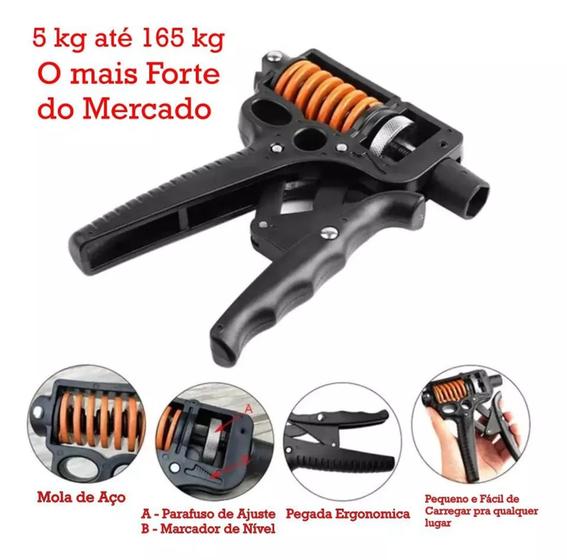 Imagem de Handgrip Metal 5-165 kg Resistente Fortalecedor Exercício Braço e Antebraço Mola com Ajuste de Força