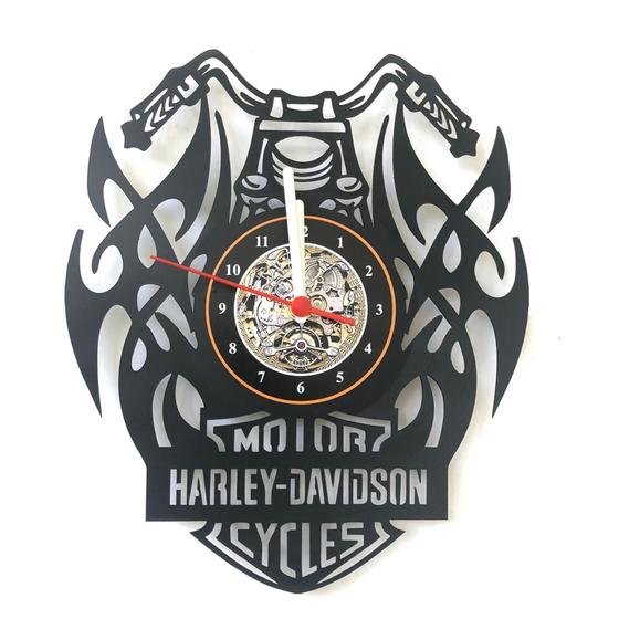 Imagem de Harley Davidson, Rock, Relógio , Retrô, Disco De Vinil, Moto