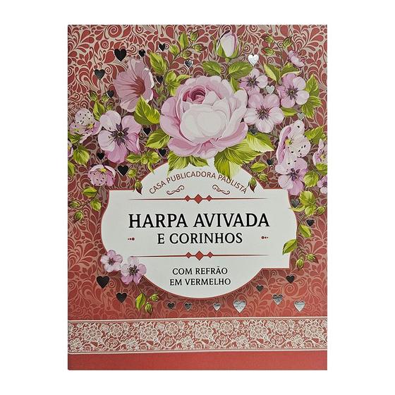 Imagem de Harpa avivada e corinhos broch. l. gigante 12x15,3 cm - mod.03 floral rosa