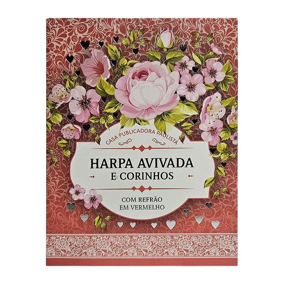 Imagem de Harpa avivada e corinhos broch. pequeno c/ letra maior - mod. 03 floral rosa - CPP - CASA PUBLICADORA PAULISTA