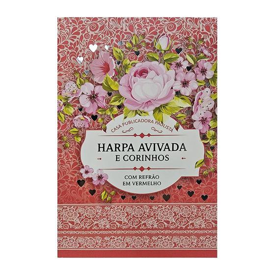 Imagem de Harpa Avivada e Corinhos  Letra Hiper Gigante  Capa Brochura  Floral Rosa