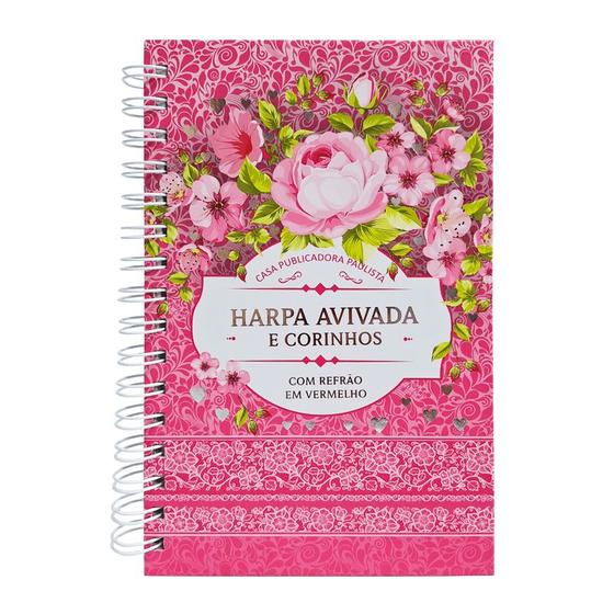 Imagem de Harpa Avivada e Corinhos  Letra Hipergigante  Capa dura Espiral  Floral Pink