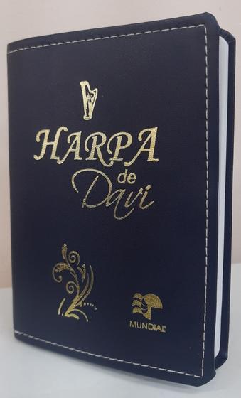 Imagem de Harpa de Davi media - capa luxo azul marinho