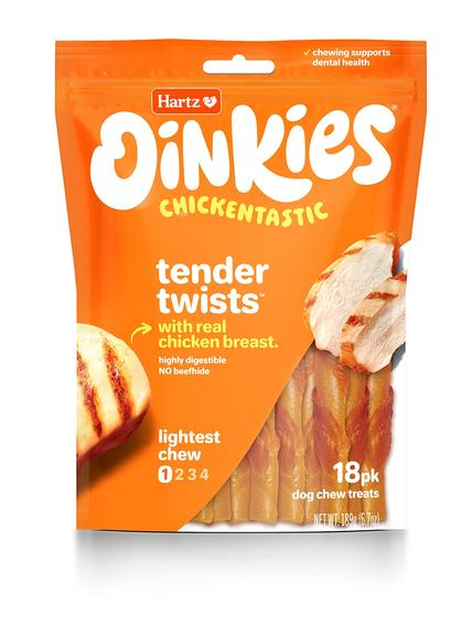 Imagem de Hartz Oinkies Tender Twists - Guloseimas para Cães com Frango (18 Unidades)