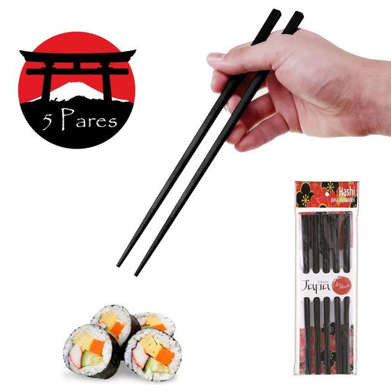 Imagem de Hashi Kit 5 Pares Para Cozinha Oriental Sushi Sashimi - Art House