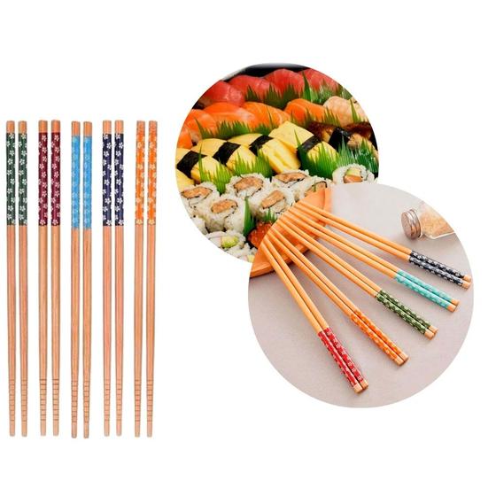 Imagem de Hashi Reutilizável Kit Com 5 Pares Comida Japonesa Palitinho