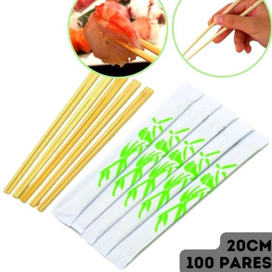 Imagem de Hashi Waribashi Bambu Palitinho Japonês Sushi Sashimi - 20cm - 100 Pares