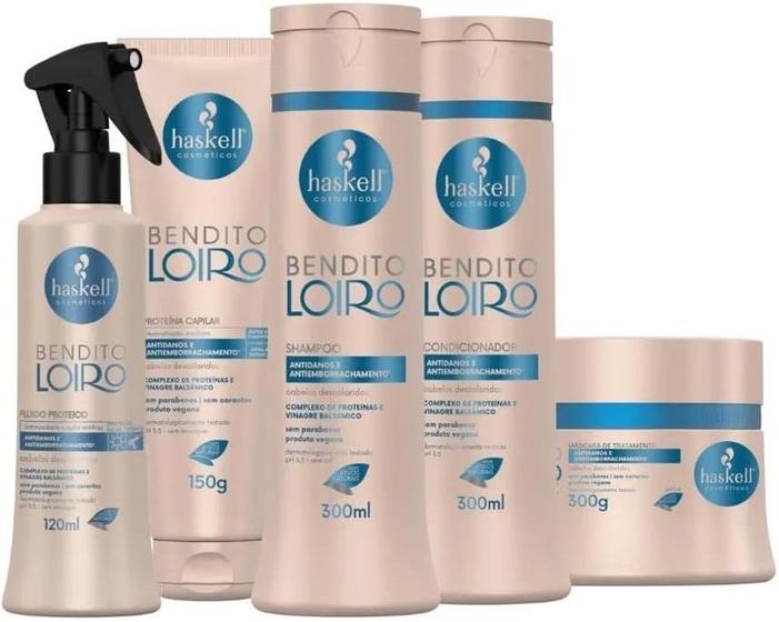 Imagem de Haskell Bendito Loiro Shampoo + Condicionador 300ml + Máscara + Flui + Protetor