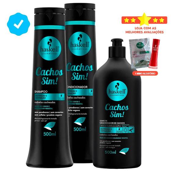 Imagem de Haskell Cachos Sim Shampoo + Condicionador + Leave In 500ml