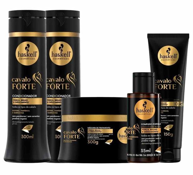 Imagem de Haskell Cavalo Forte Kit  Shampoo + Condicionador + Máscara + Leave-In + Complexo Fortalecedor