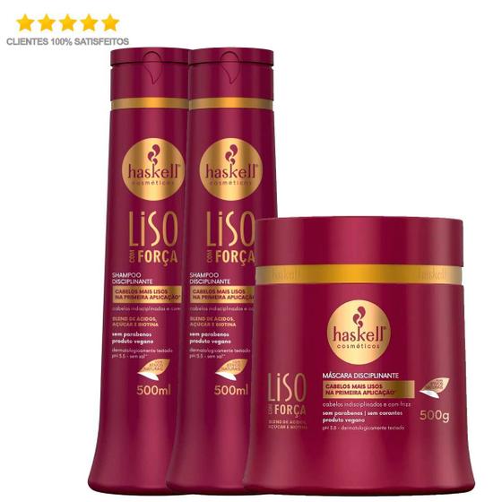 Imagem de Haskell Cosméticos Liso Com Força 2 Shampoos + Máscara 500g