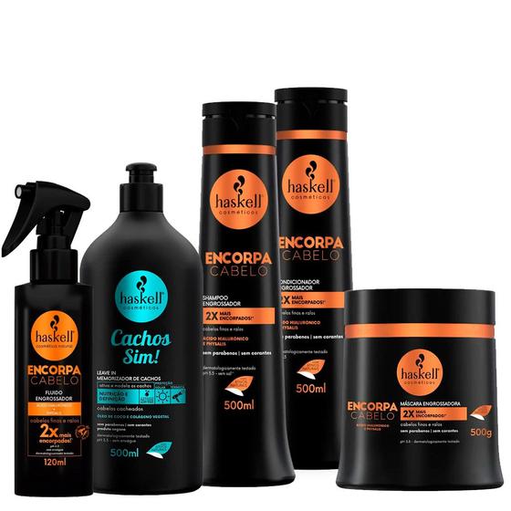 Imagem de Haskell Encorpa Cabelo Engrossador Completo G + Leave In Cachos Sim 500ml