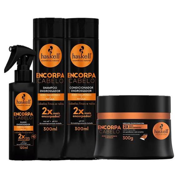 Haskell Encorpa Cabelo Kit Duo 300ml Mascara 300g e Leavein 120ml Kit de Tratamento para